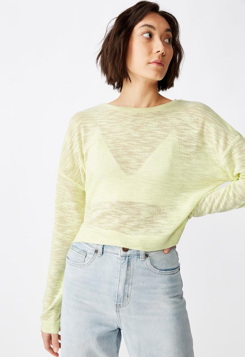 Factorie - Long sleeve textured top - green