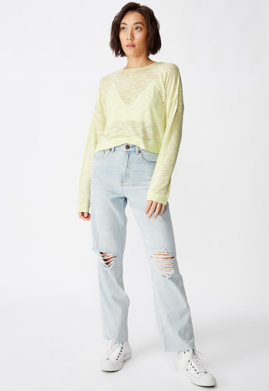 Factorie - Long sleeve textured top - green
