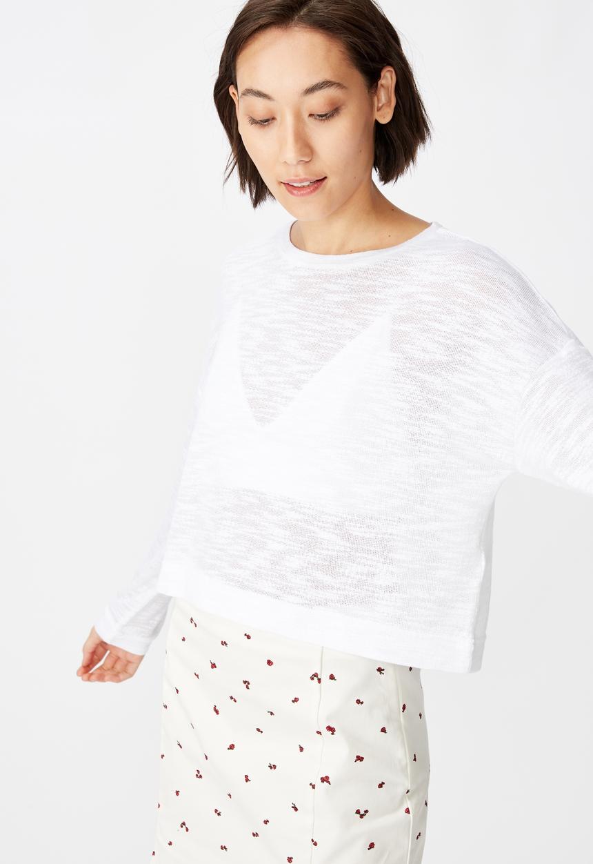 Factorie - Long sleeve textured top - white