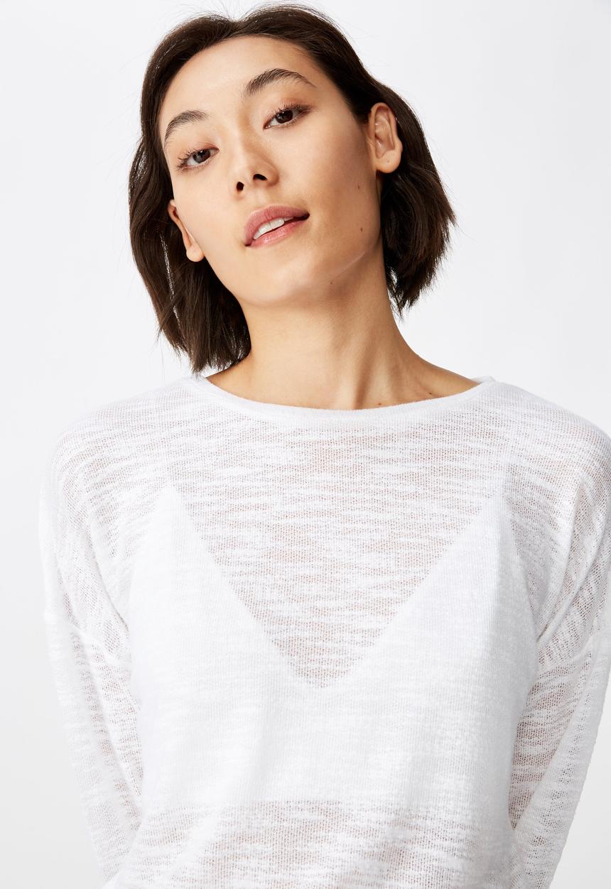 Factorie - Long sleeve textured top - white