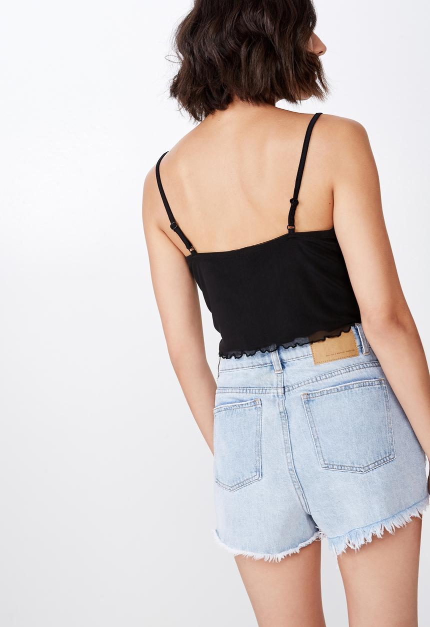 Factorie - Mesh crop cami - black