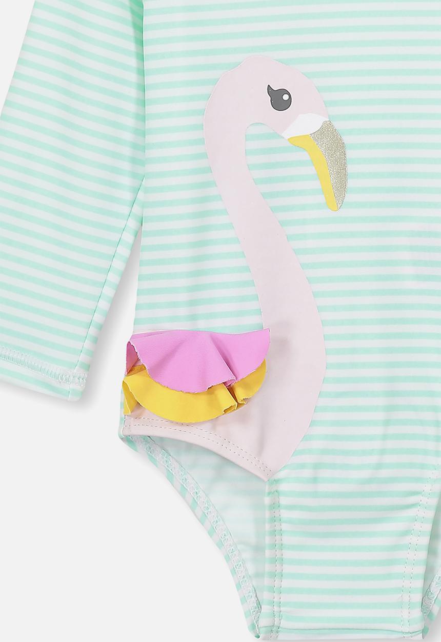 Cotton On - Malia long sleeve one piece - green & White 
