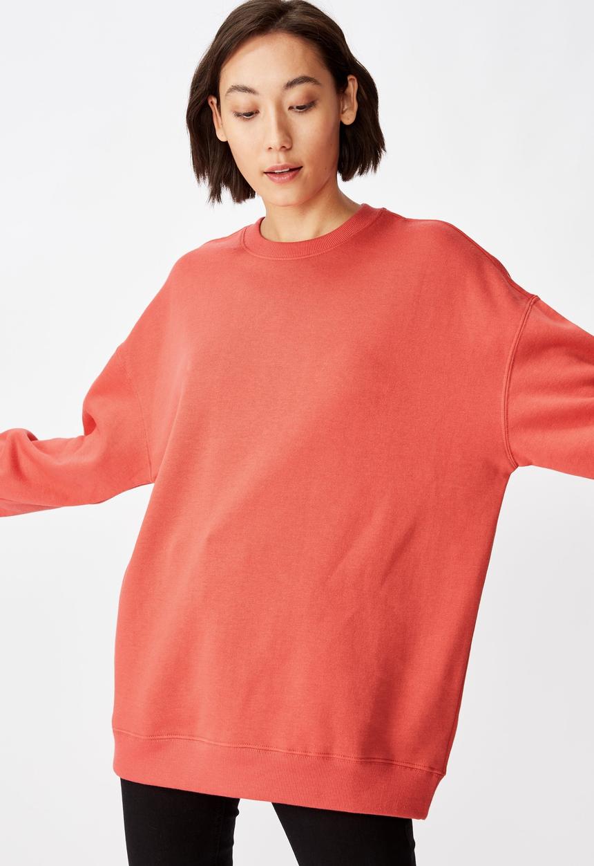 Factorie - Oversized crew neck sweater - coral