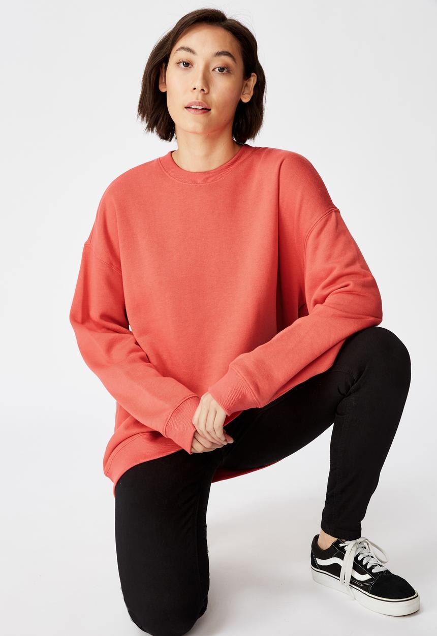 Factorie - Oversized crew neck sweater - coral