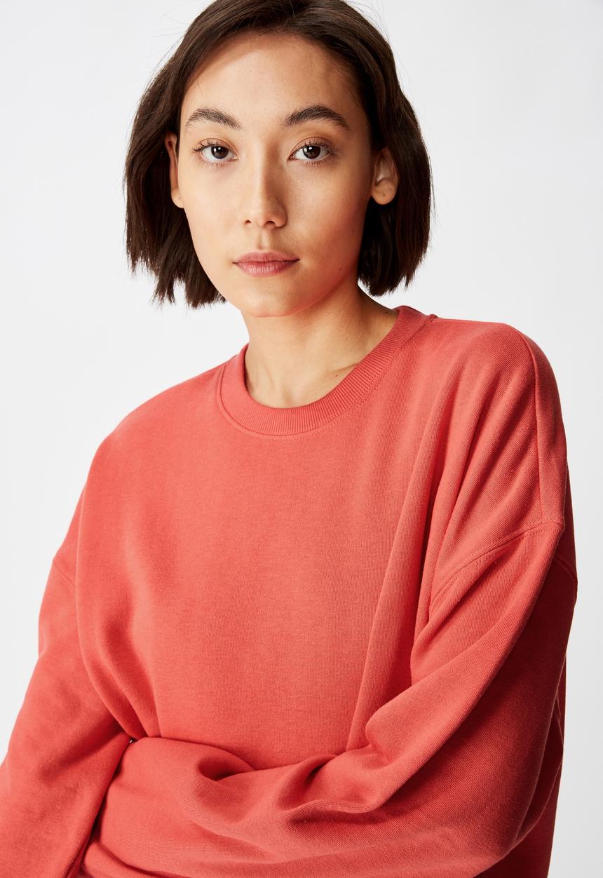 Factorie - Oversized crew neck sweater - coral