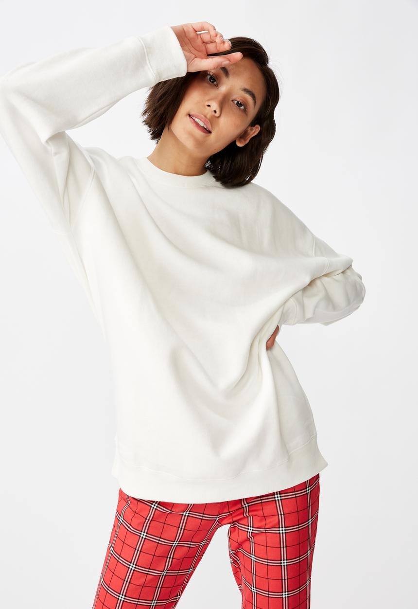 Factorie - Oversized crew neck sweater - white