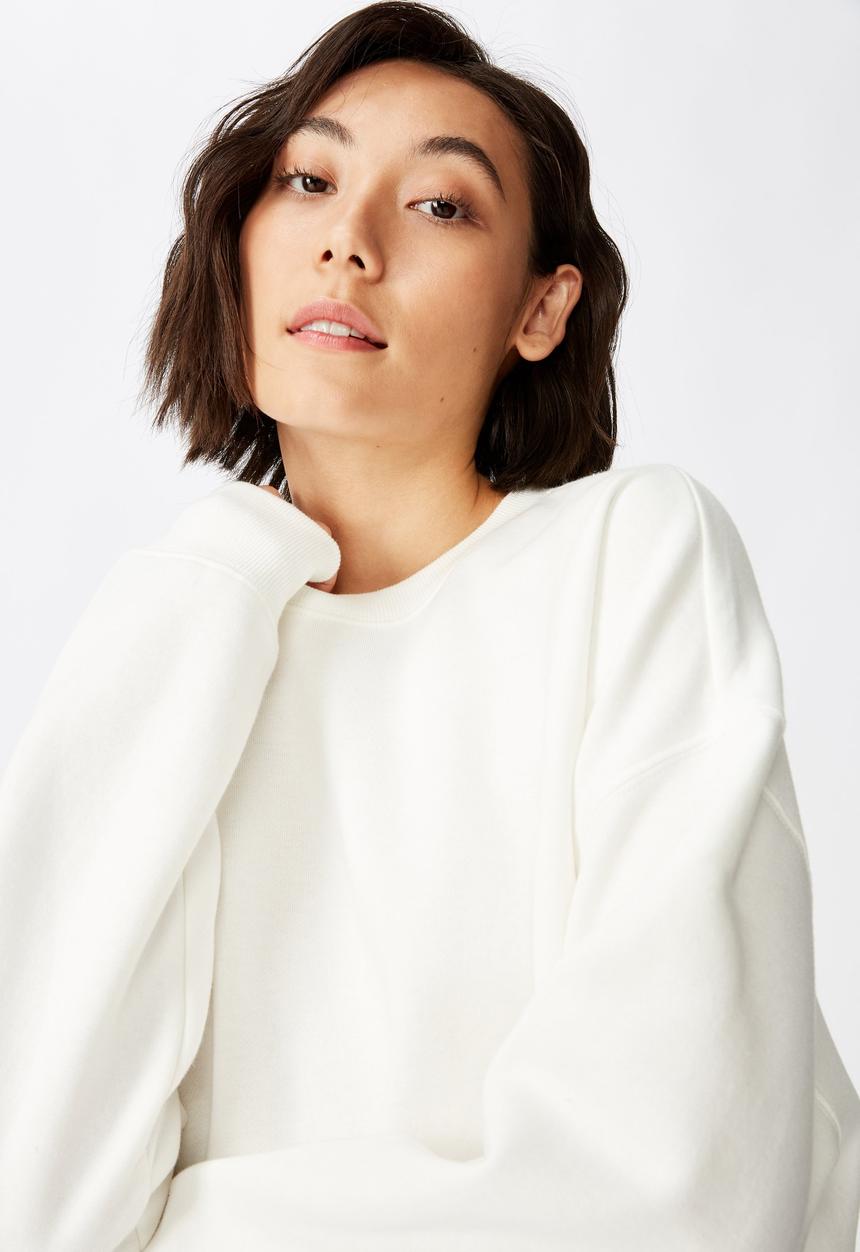 Factorie - Oversized crew neck sweater - white