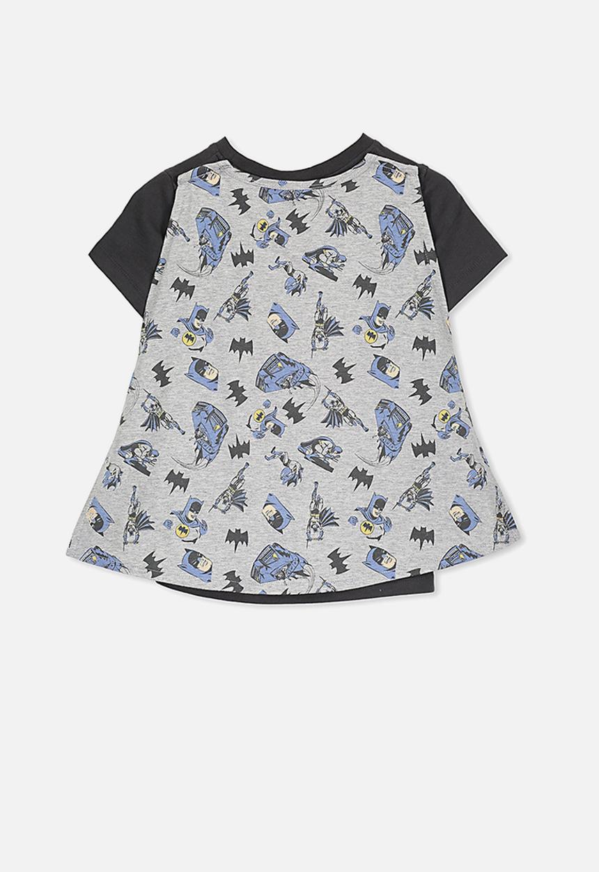 Cotton On - Short sleeve licence cape tee - charcoal & grey 