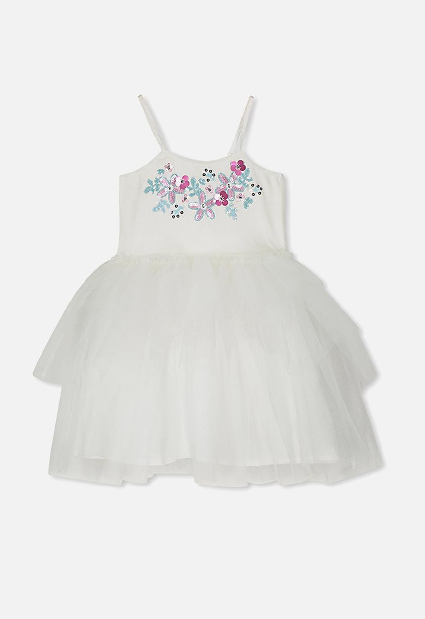 Cotton On - Iris tulle dress - vanilla floral/white