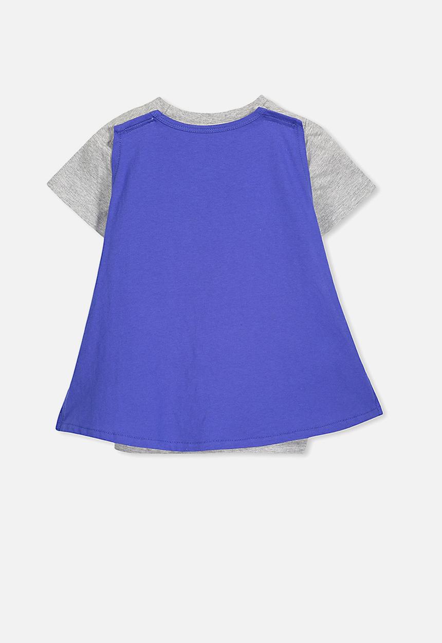 Cotton On - Short sleeve licence cape tee - grey & blue 