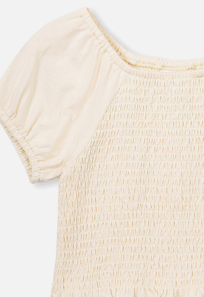 Cotton On - Silvia short sleeve shirred top - dark vanilla