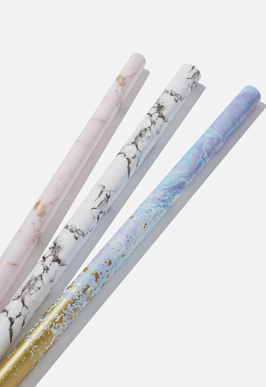 Typo - 2019 christmas roll wrap 3pk - luxe marble