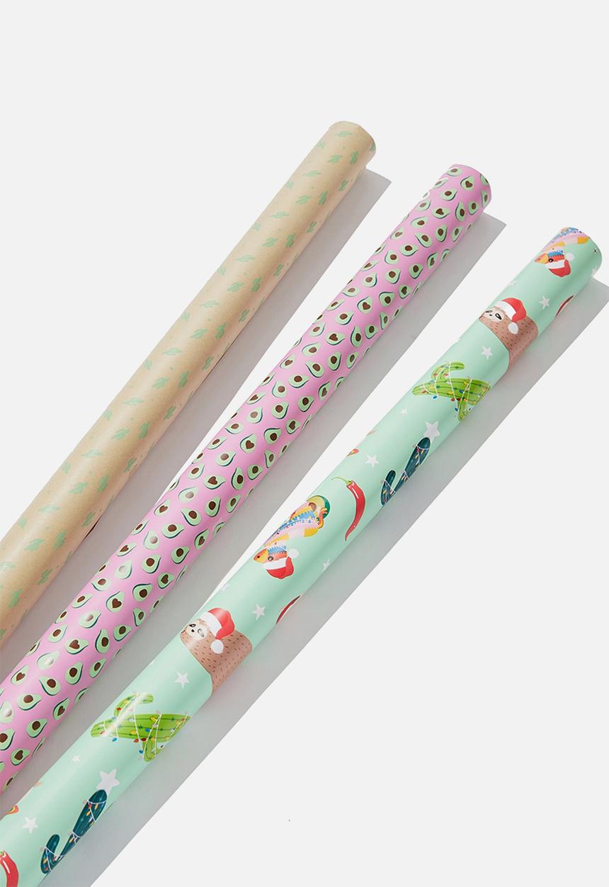 Typo - 2019 christmas roll wrap 3pk - festive icons
