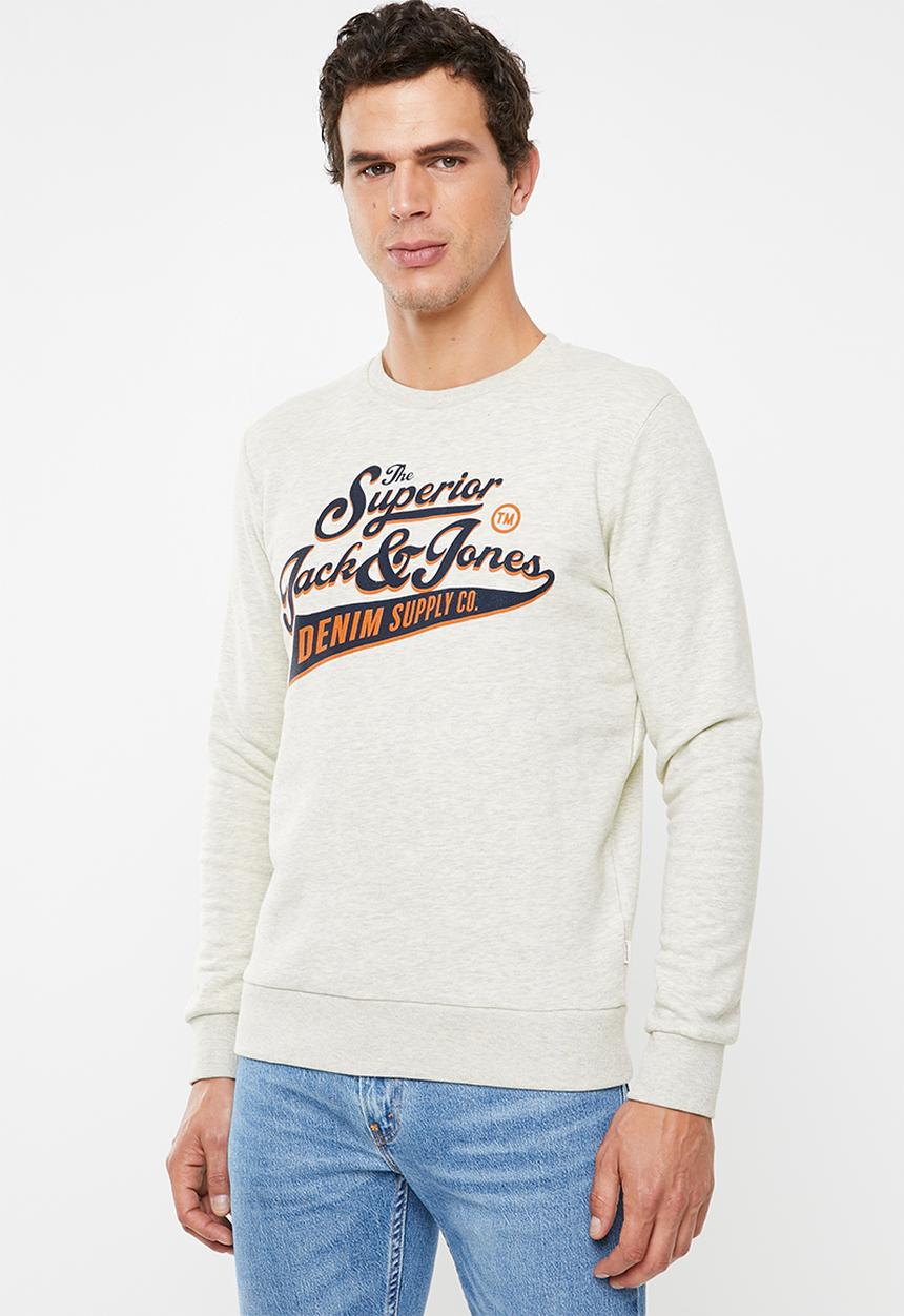 Jack & Jones - Logo 2 crew neck sweat - white 