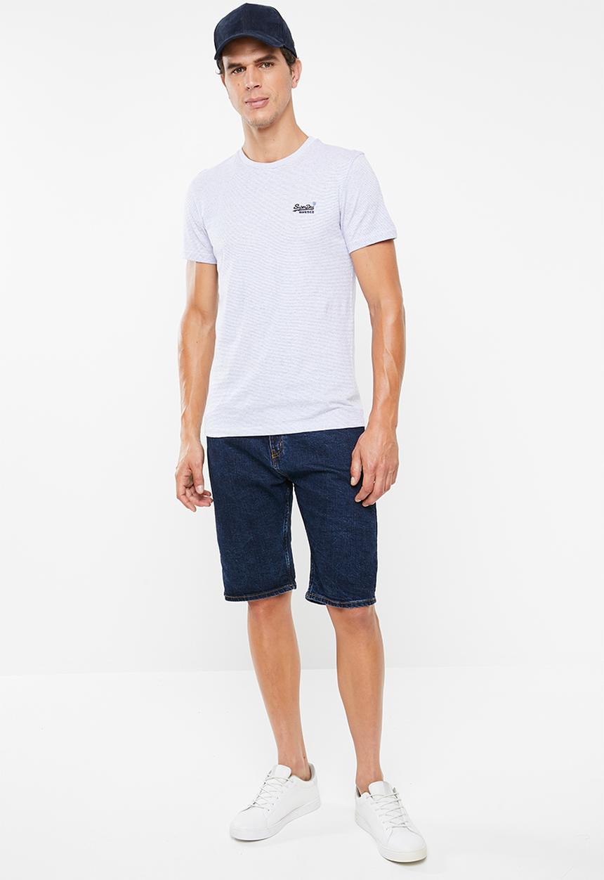 Superdry. - Orange label vintage embroidery tee - navy & white 