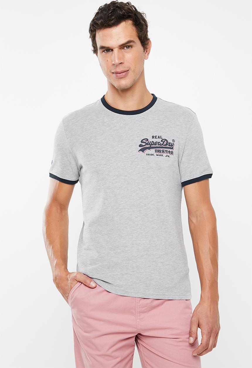 Superdry. - Vintage logo ringer cali tee - grey