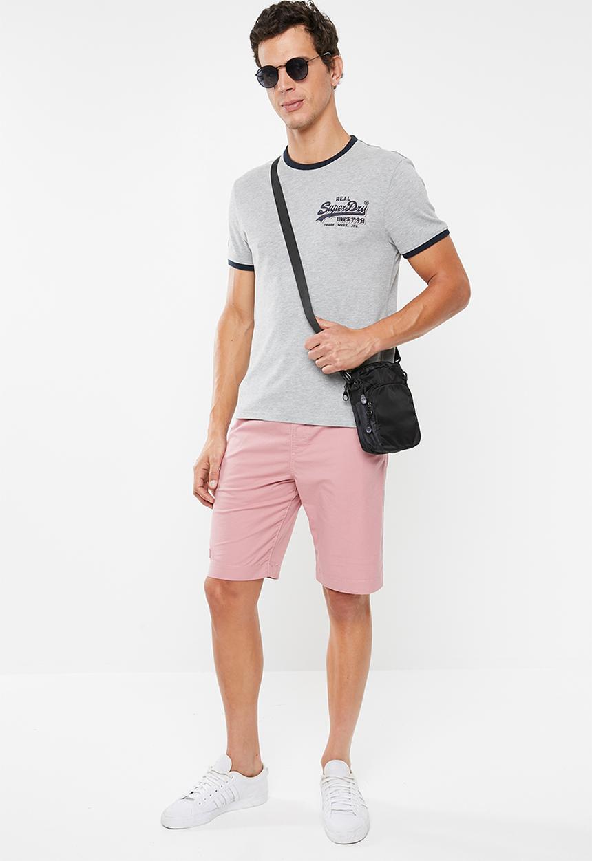 Superdry. - Vintage logo ringer cali tee - grey