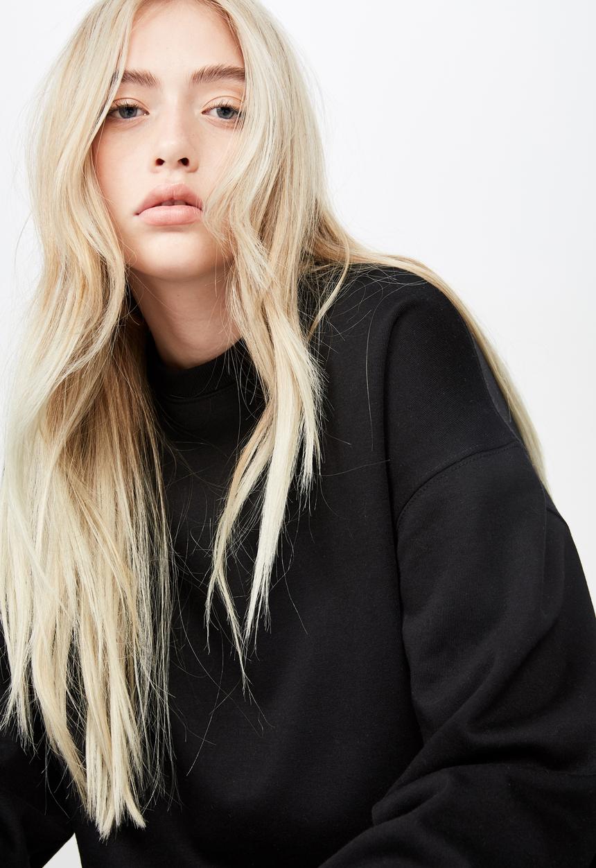 Factorie - Oversized crew neck sweater - black