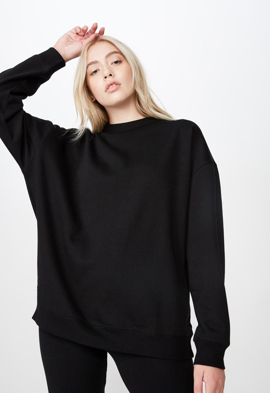 Factorie - Oversized crew neck sweater - black