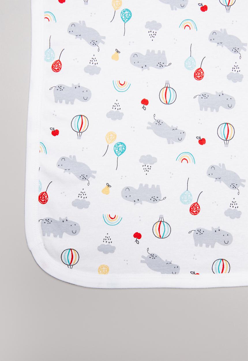 Pop Candy - Hippo & balloons receiving blanket - white