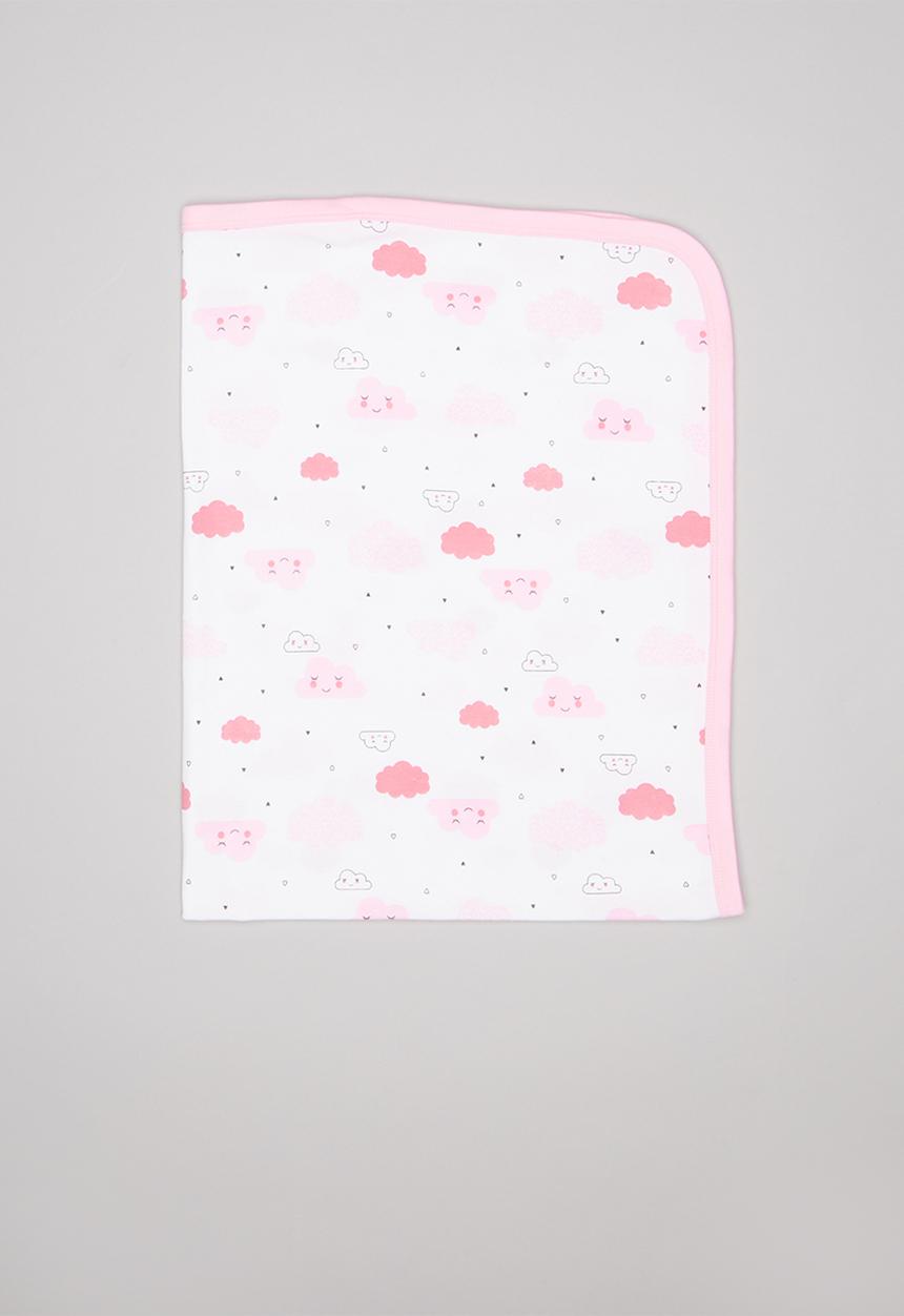 Pop Candy - Cloud print receiving blanket - pink & white 