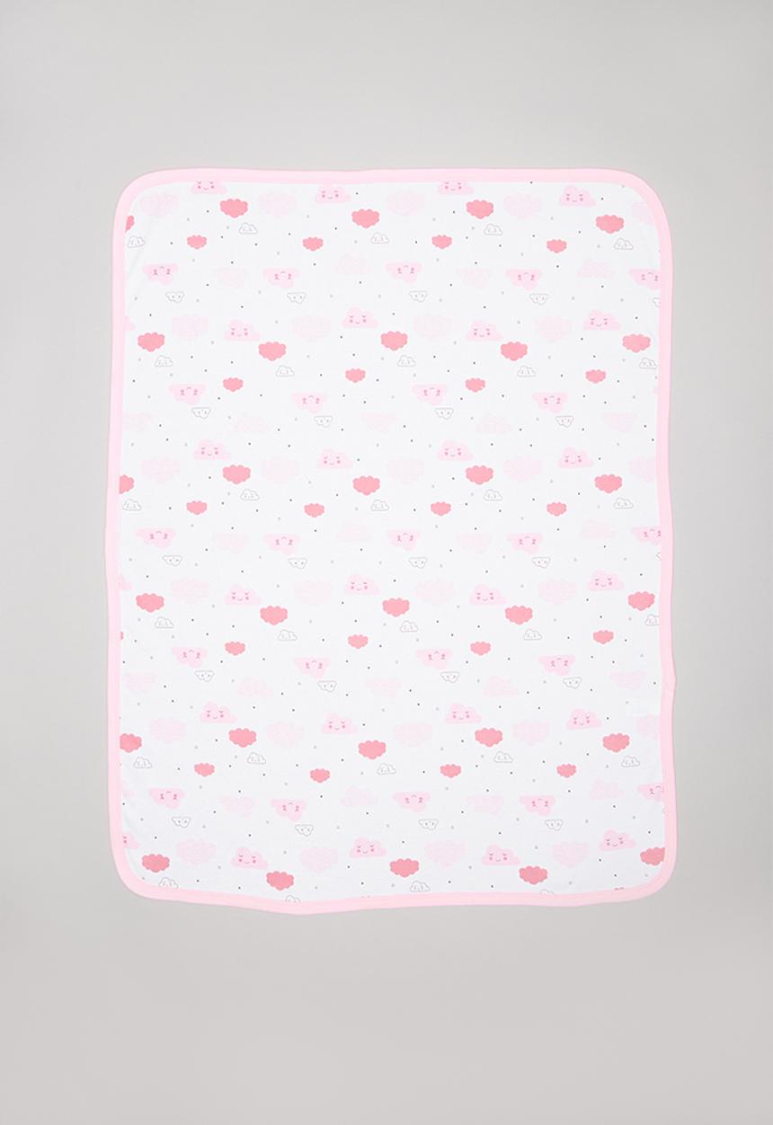 Pop Candy - Cloud print receiving blanket - pink & white 