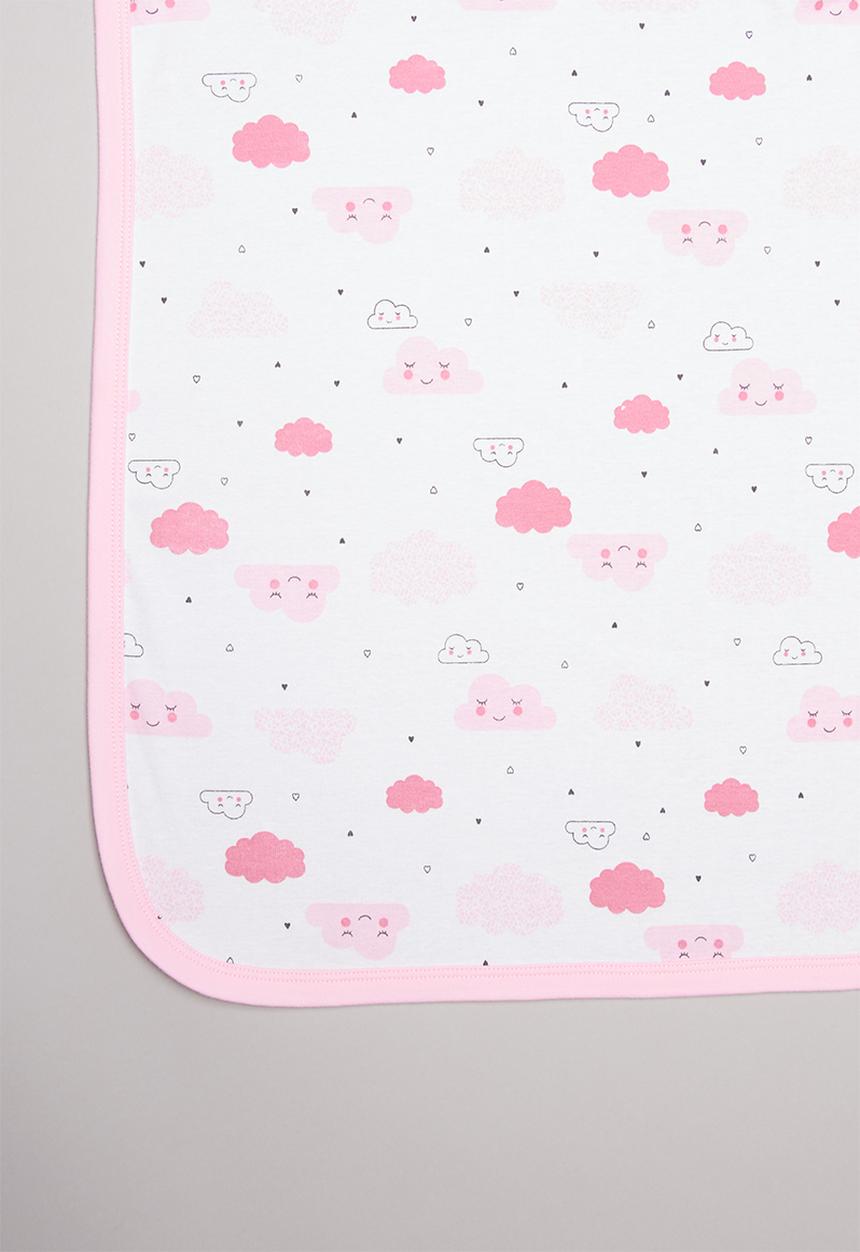 Pop Candy - Cloud print receiving blanket - pink & white 
