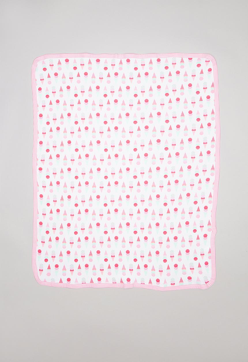 Pop Candy - Ice-cream print receiving blanket - pink & blue 