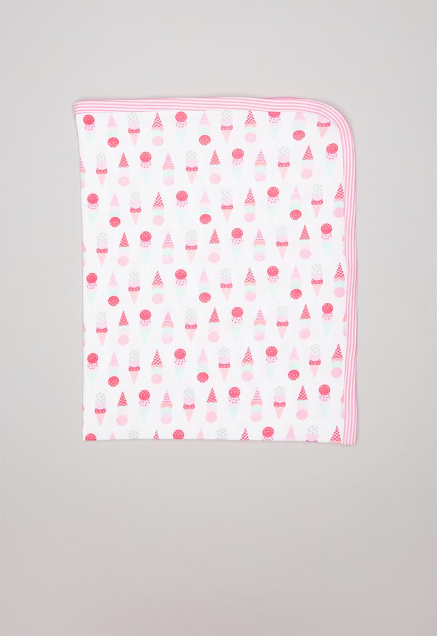 Pop Candy - Ice-cream print receiving blanket - pink & blue 