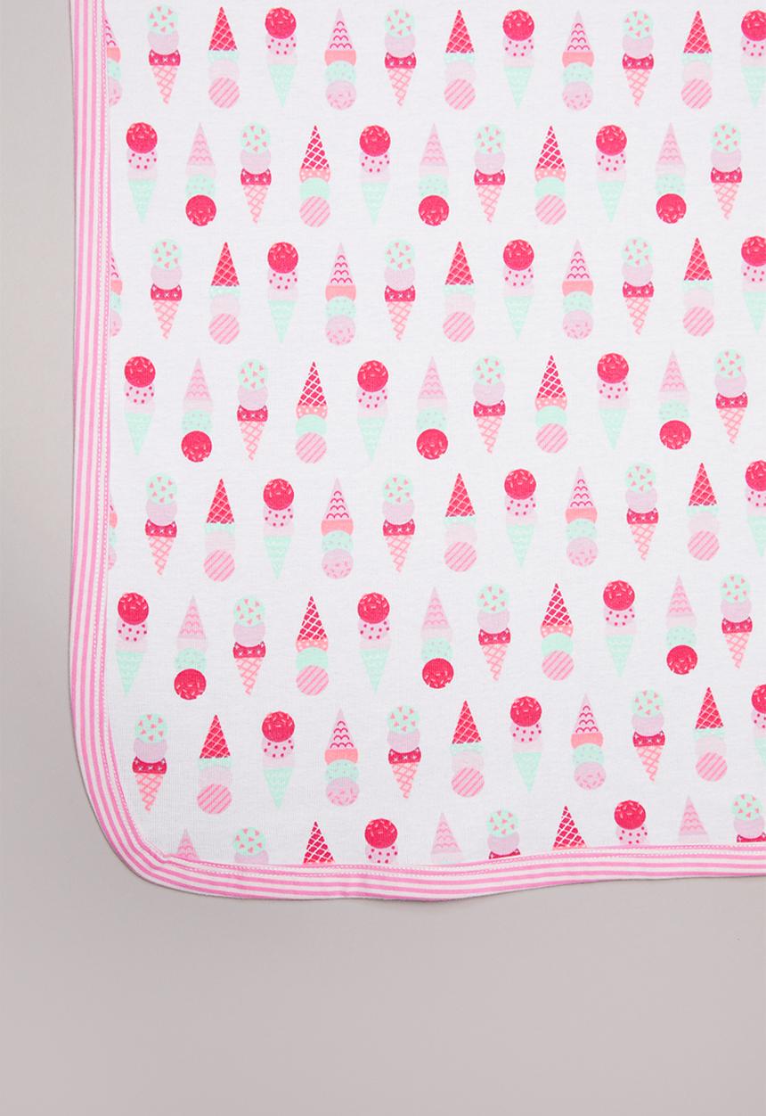 Pop Candy - Ice-cream print receiving blanket - pink & blue 