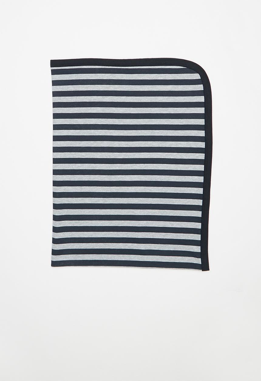 Pop Candy - Stripes receiving blanket - navy & grey 