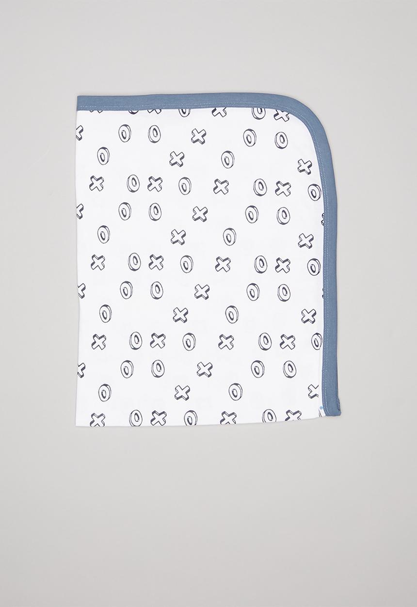Pop Candy - X's & o's printed receiving blanket - white & navy