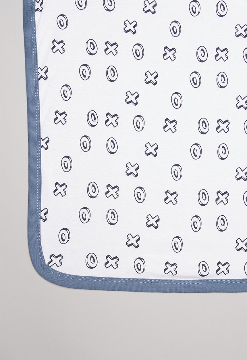 Pop Candy - X's & o's printed receiving blanket - white & navy