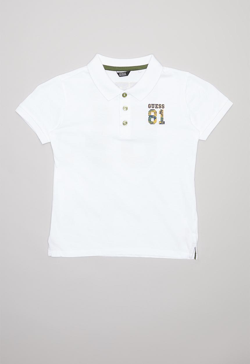 GUESS - Short sleeve Guess 81 camo polo - white