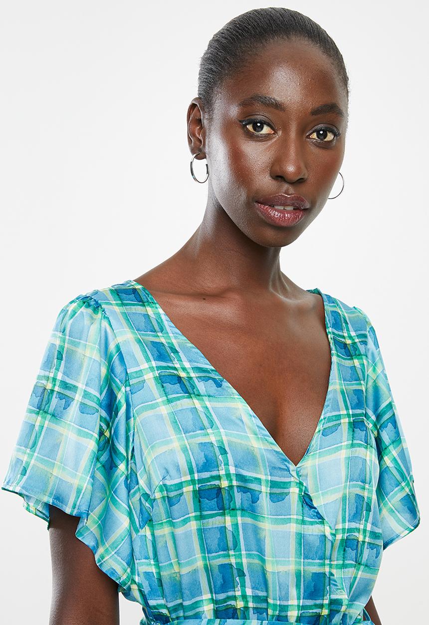 Superbalist - Wrap playsuit - green & blue