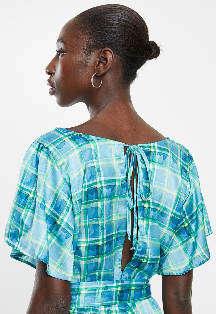Superbalist - Wrap playsuit - green & blue