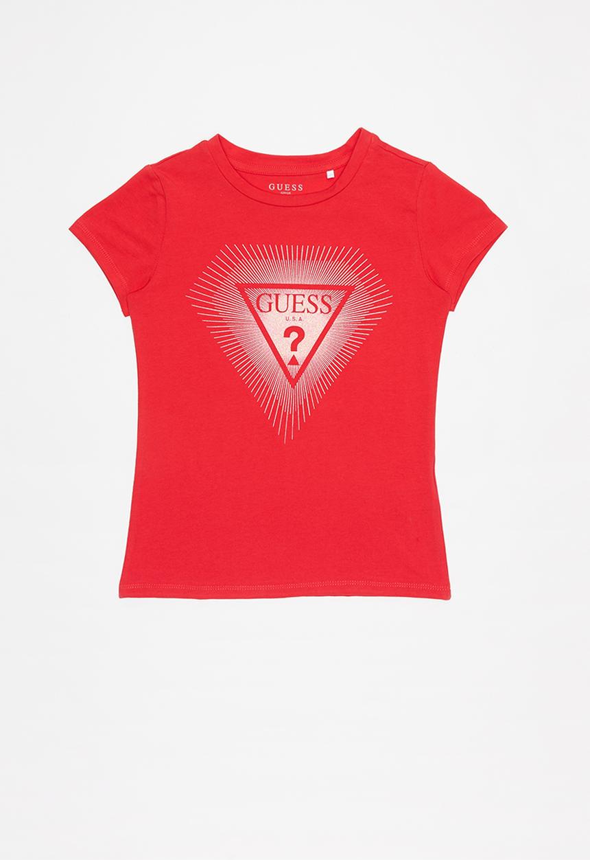 GUESS - Teens short sleeve diamond logo tee - red