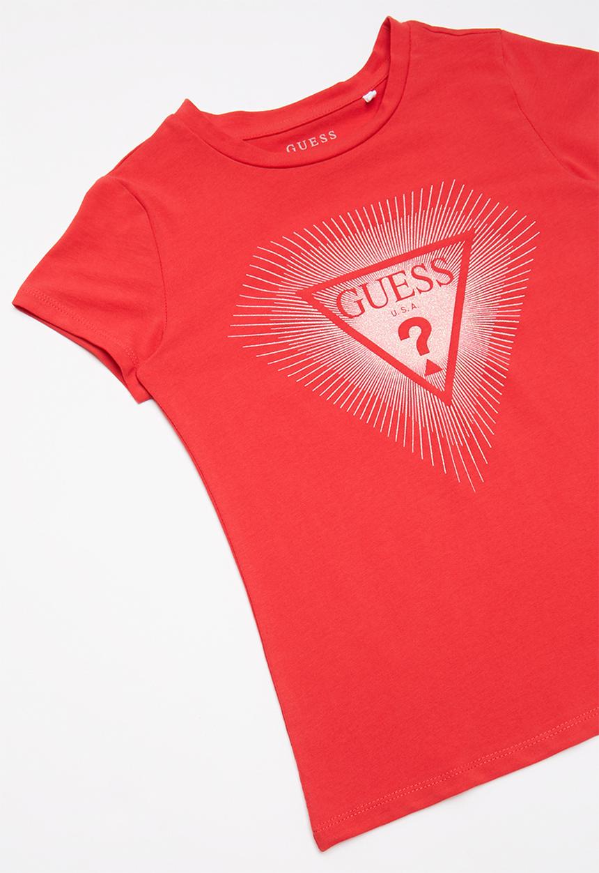 GUESS - Teens short sleeve diamond logo tee - red