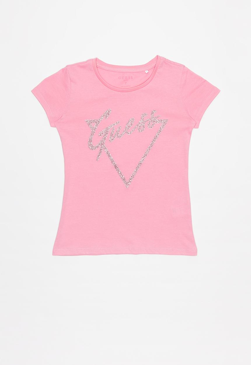 GUESS - Teens short sleeve Guess triangle script tee - pink