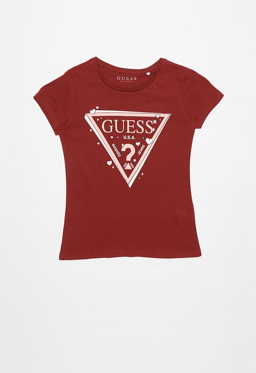 GUESS - Girls double hearts triangle tee - red
