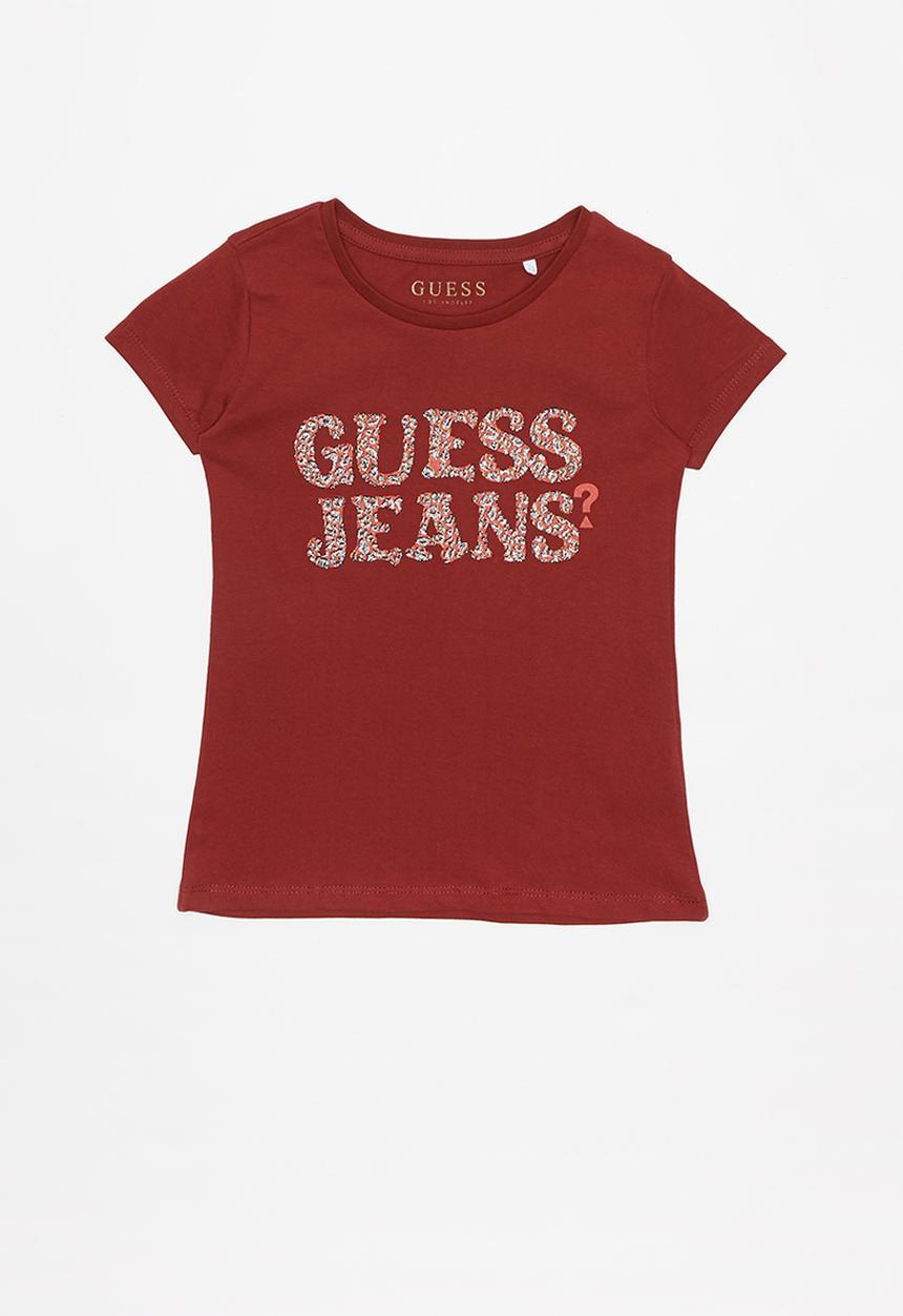 GUESS - Girls leopard Guess tee - red