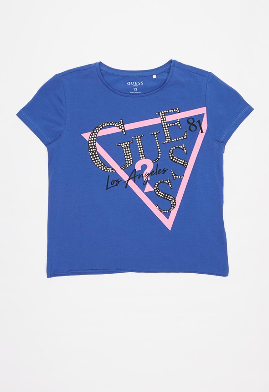 GUESS - Short sleeve tri Jamie crop tee - blue
