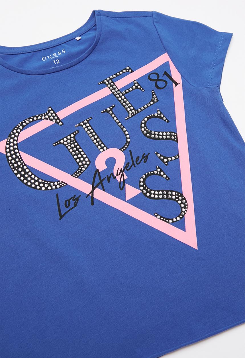 GUESS - Short sleeve tri Jamie crop tee - blue
