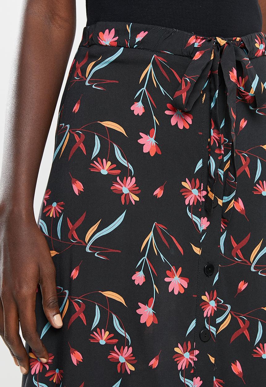 Superbalist - Button through midi skirt - black & pink 