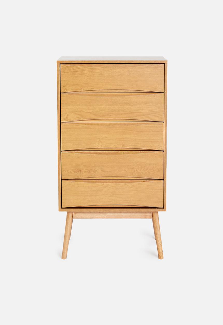 Sixth Floor - Bow 5 drawer wardrobe storage - natural