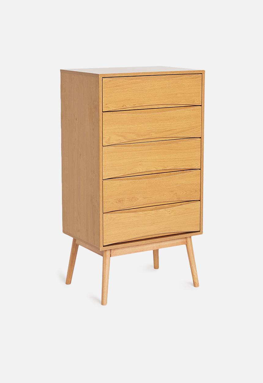 Sixth Floor - Bow 5 drawer wardrobe storage - natural
