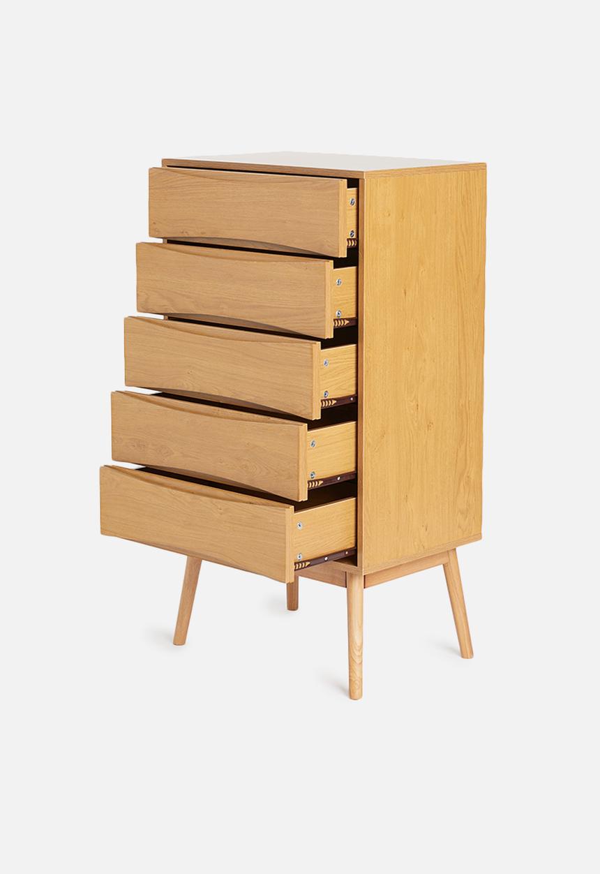 Sixth Floor - Bow 5 drawer wardrobe storage - natural