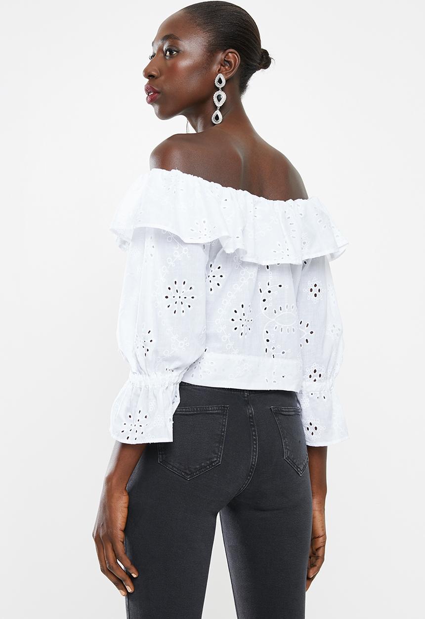 Superbalist - Off the shoulder anglaise blouse - white