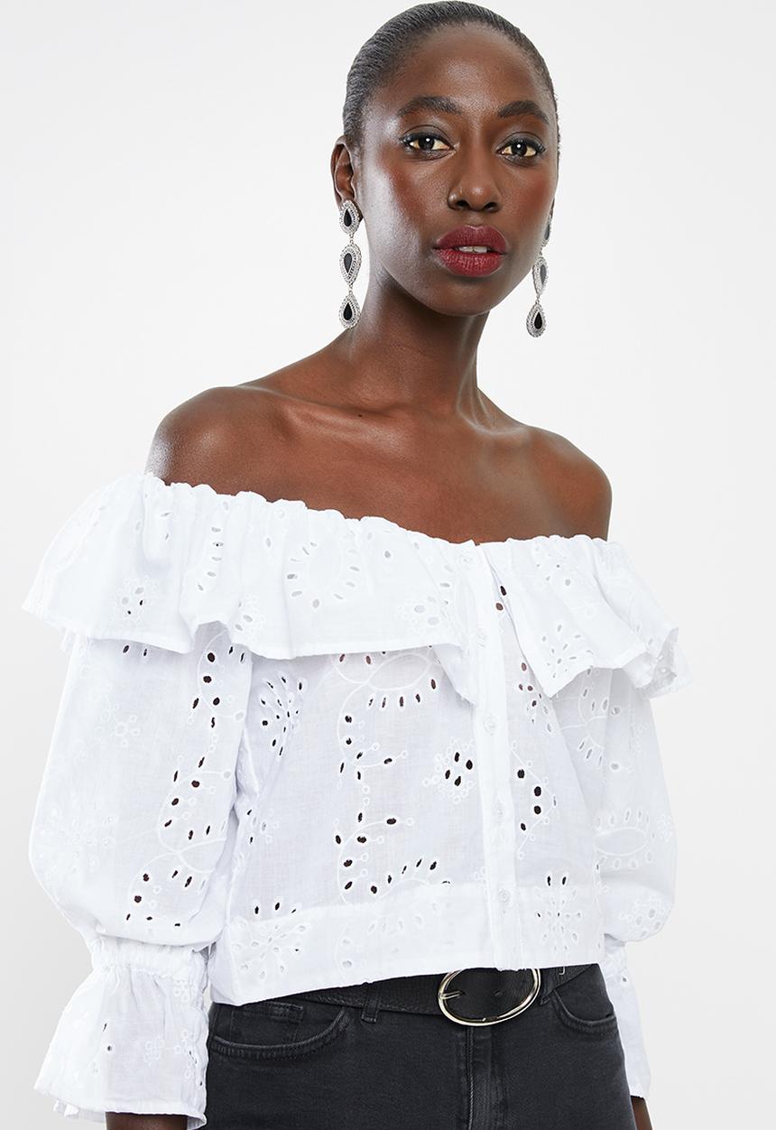 Superbalist - Off the shoulder anglaise blouse - white