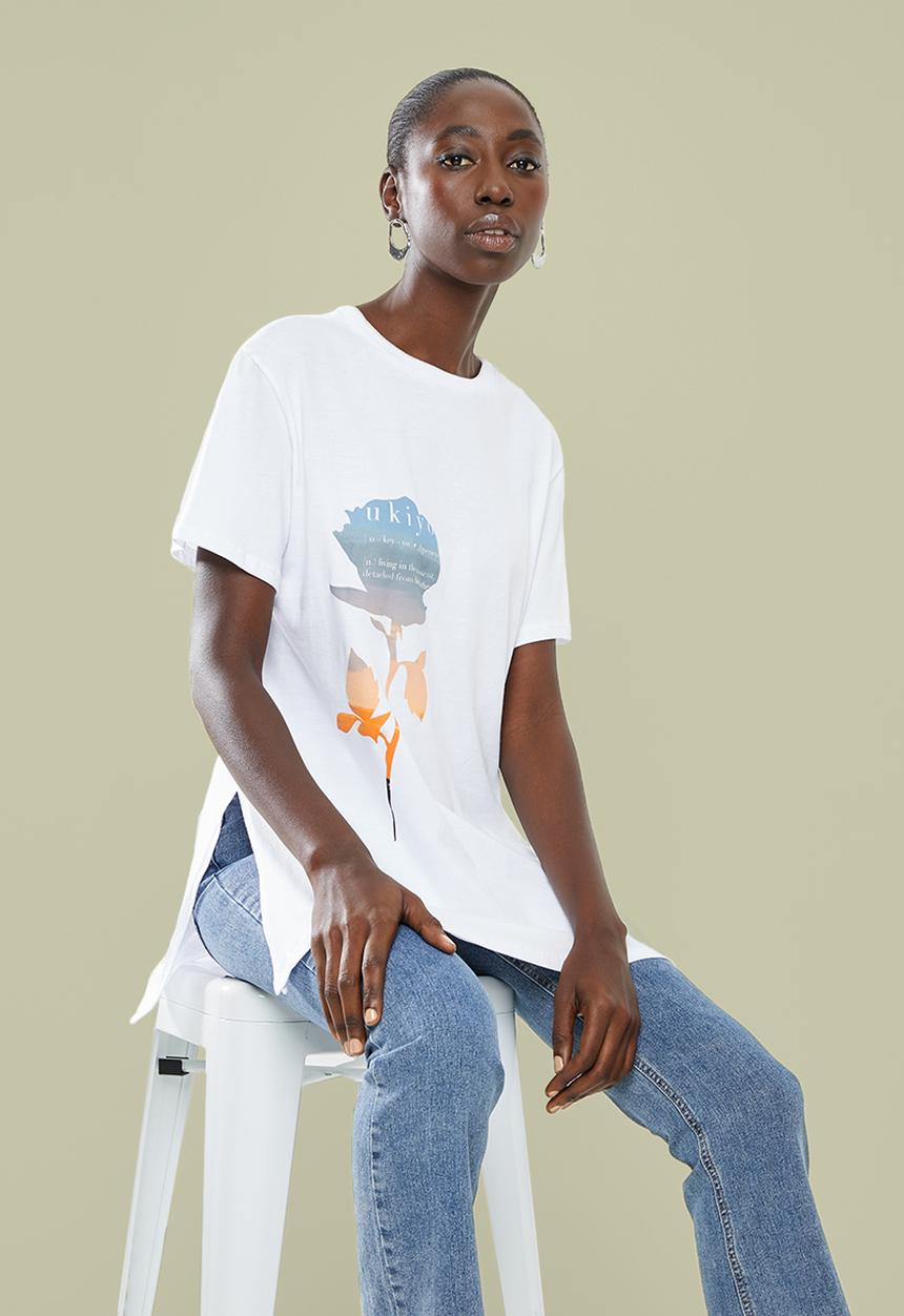 Superbalist - Printed tee with ukiyo rose - white